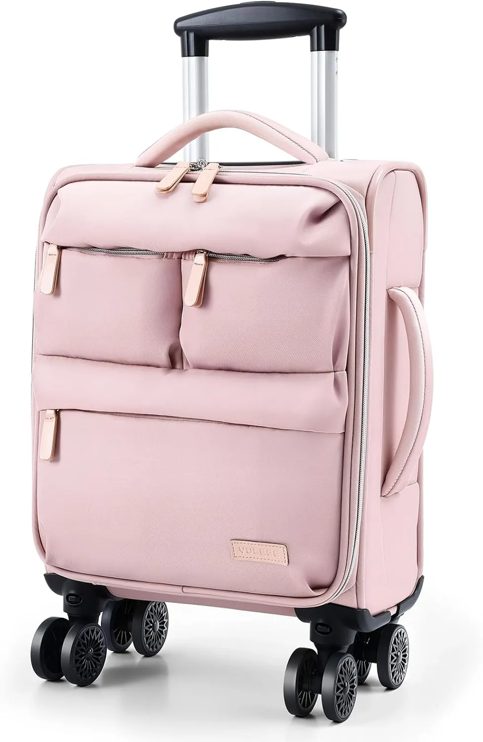 16 Inch Underseat Carry On luggage Airline Approved, Softside Suitcase with Spinner Wheels, Lightweight Travel Rolling Bag with Detachable Laptop Padded for Women, Pink
