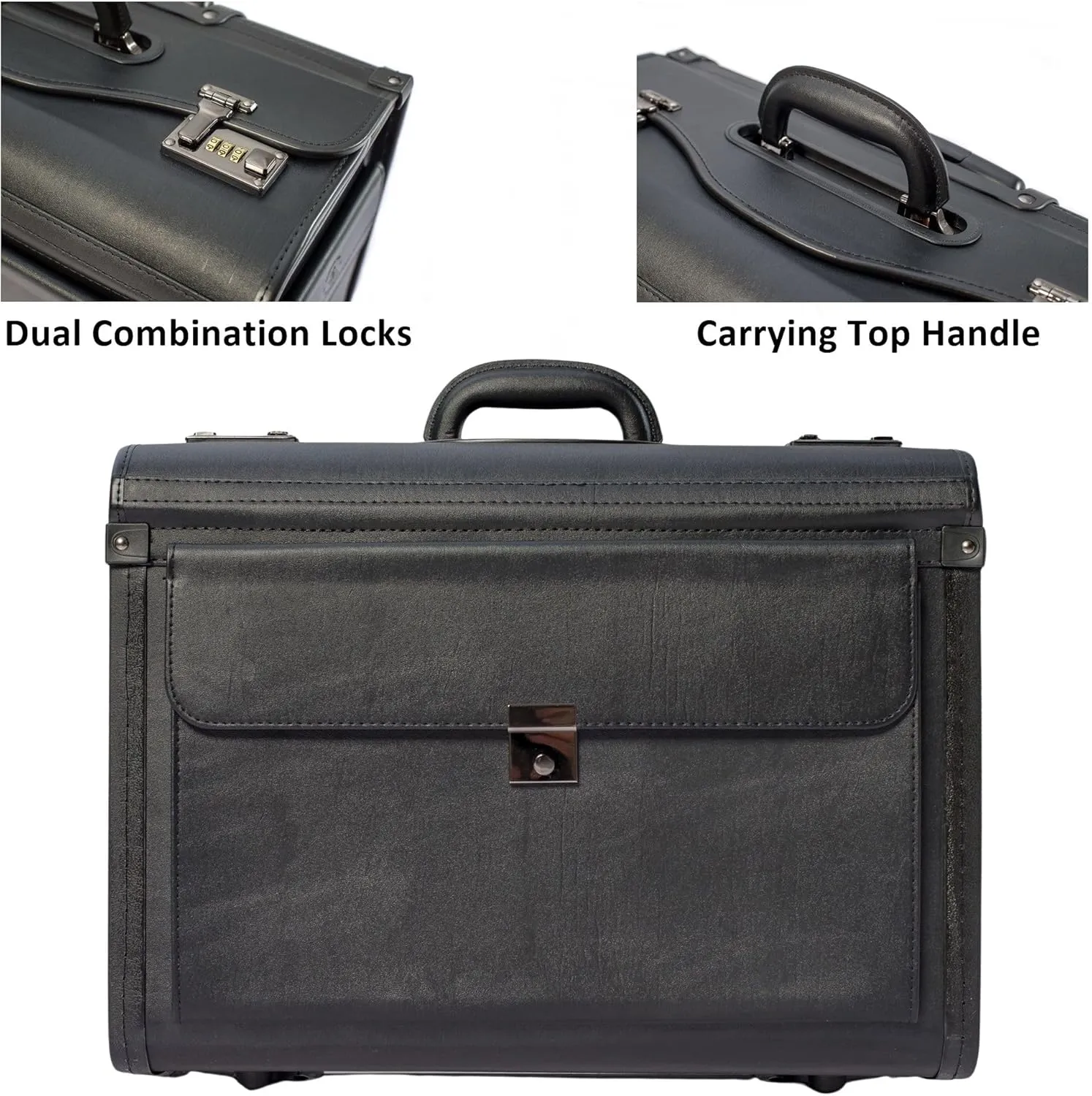 19 Wheeled Briefcase Rolling Case Sales Sample Pilot Lawyer Attache