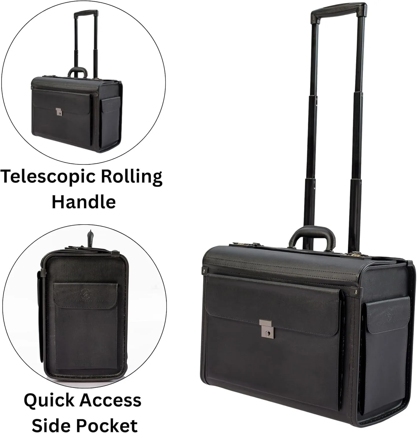 19 Wheeled Briefcase Rolling Case Sales Sample Pilot Lawyer Attache