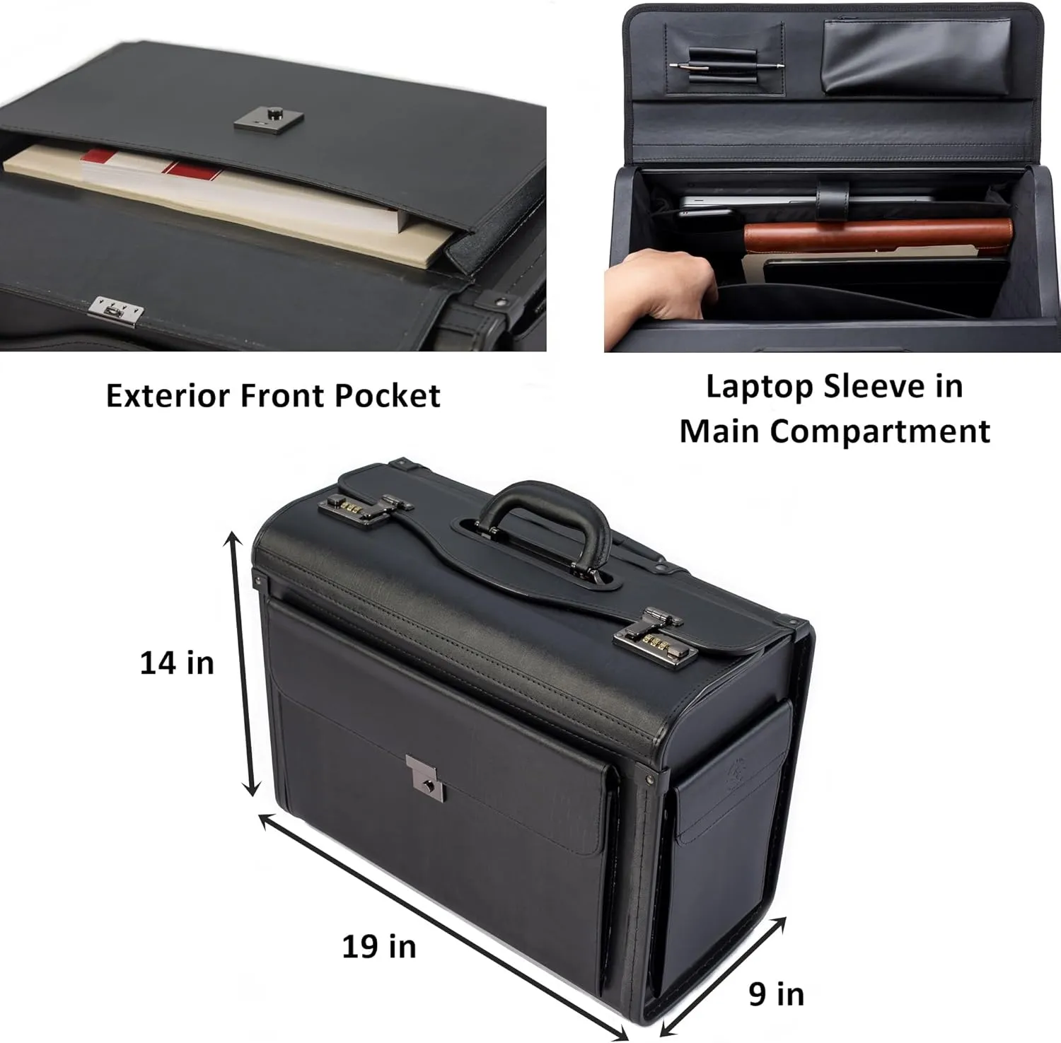 19 Wheeled Briefcase Rolling Case Sales Sample Pilot Lawyer Attache