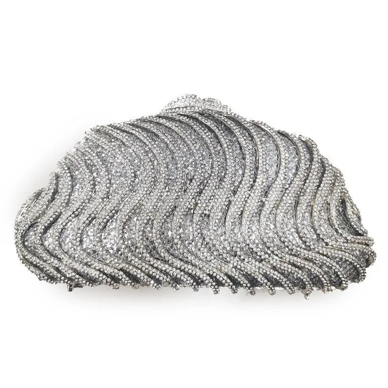 AB Diamond Evening Clutch Bag Silver/Gold Shoulder Chain Handbags