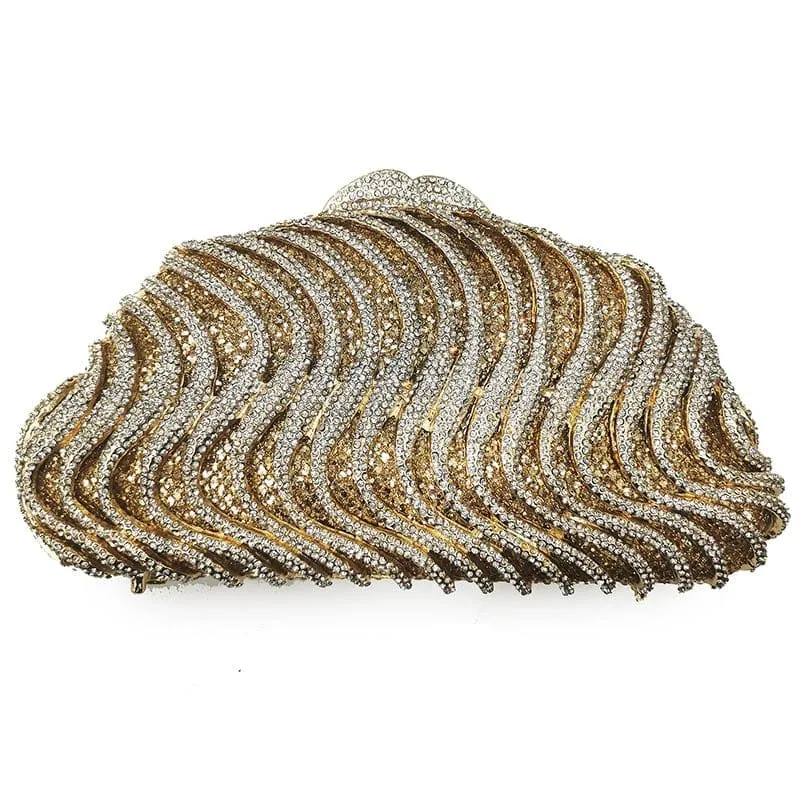 AB Diamond Evening Clutch Bag Silver/Gold Shoulder Chain Handbags