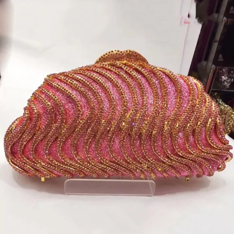 AB Diamond Evening Clutch Bag Silver/Gold Shoulder Chain Handbags