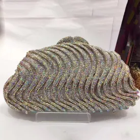 AB Diamond Evening Clutch Bag Silver/Gold Shoulder Chain Handbags