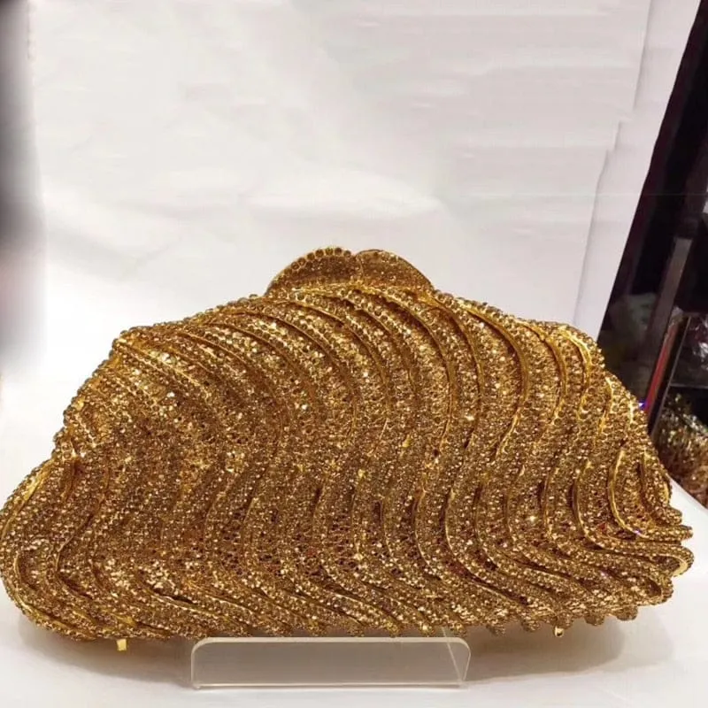 AB Diamond Evening Clutch Bag Silver/Gold Shoulder Chain Handbags