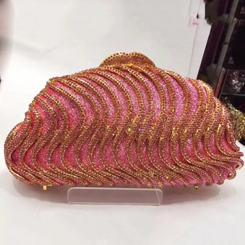 AB Diamond Evening Clutch Bag Silver/Gold Shoulder Chain Handbags