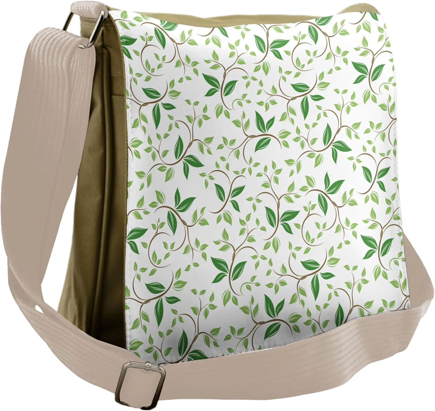 Ambesonne Nature Messenger Bag, Ivy Green Leaves, Unisex Cross-body