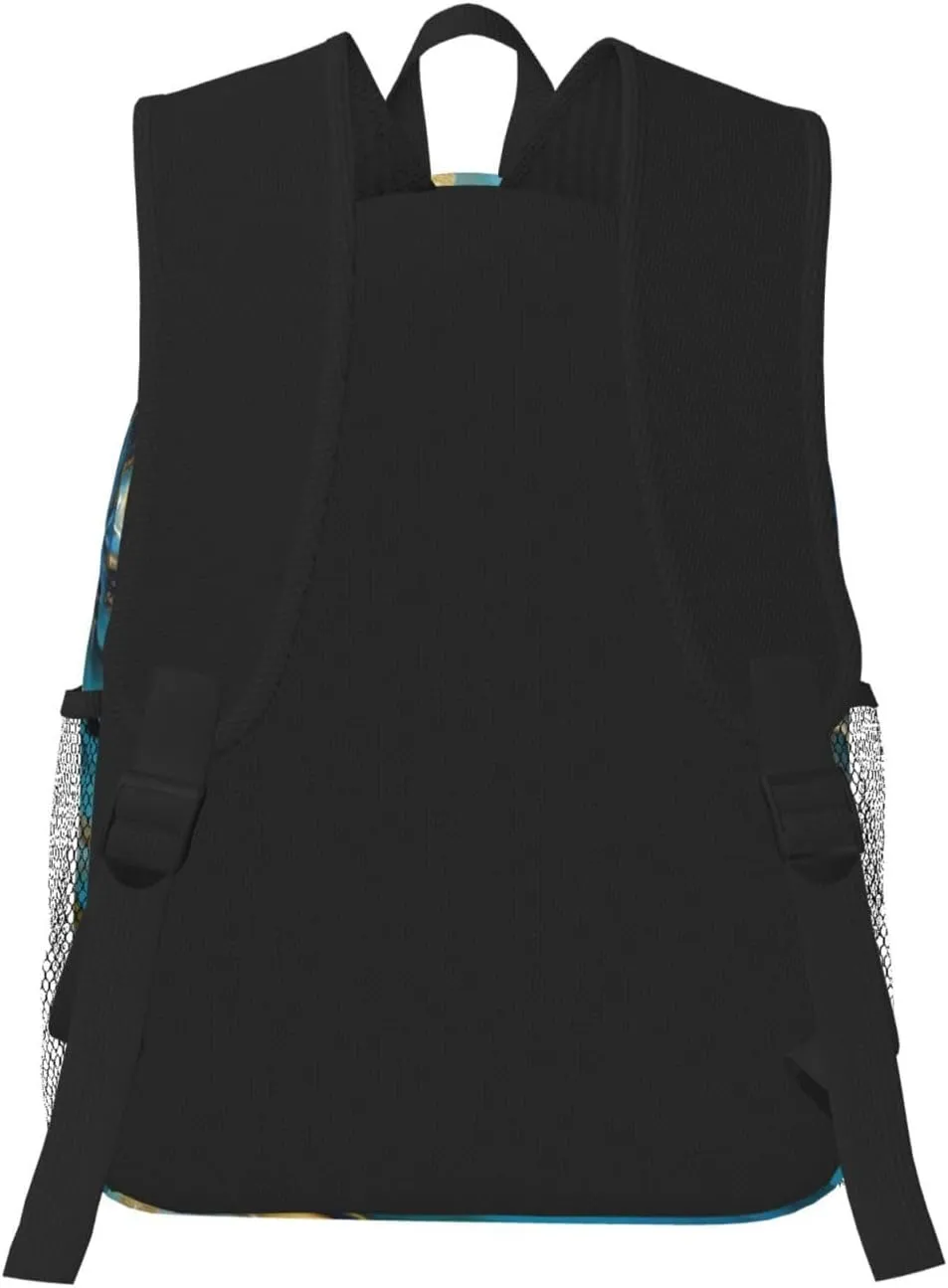 Azurite Teal And Foil Gold Oil Marble Pattern Print Backpack For Men And Women Lightweight Backpack Casual Daypack For Workplace Travel