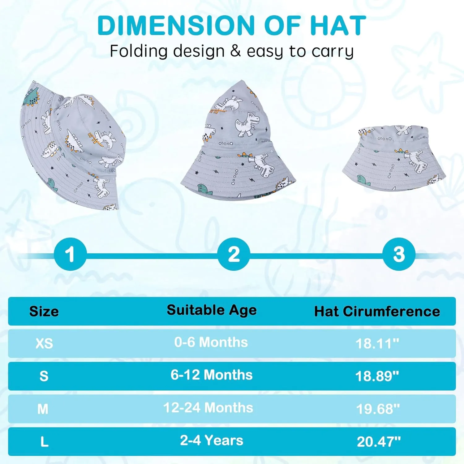 Baby Boy Sun Hat Baby Hats UPF 50  Toddler Sun Hat Infant Sun Hats Kids Beach Summer Adjustable Bucket Hat