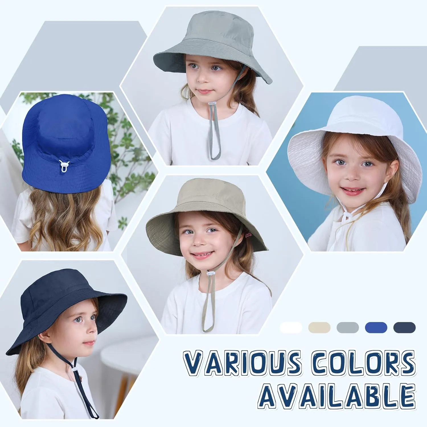 Baby Sun Hat Toddler Summer UPF 50  Sun Protection Baby Boy Girls Hats Beach Hats Wide Brim Adjustable Bucket Hat