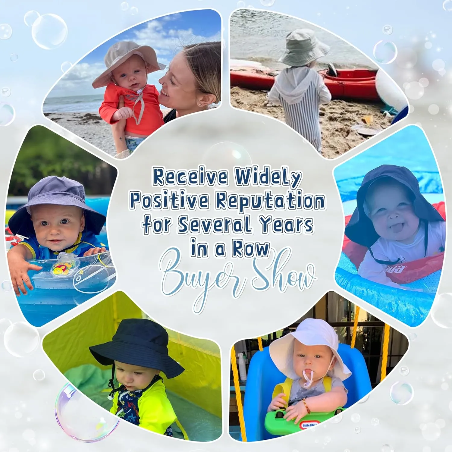 Baby Sun Hat Toddler Summer UPF 50  Sun Protection Baby Boy Girls Hats Beach Hats Wide Brim Adjustable Bucket Hat