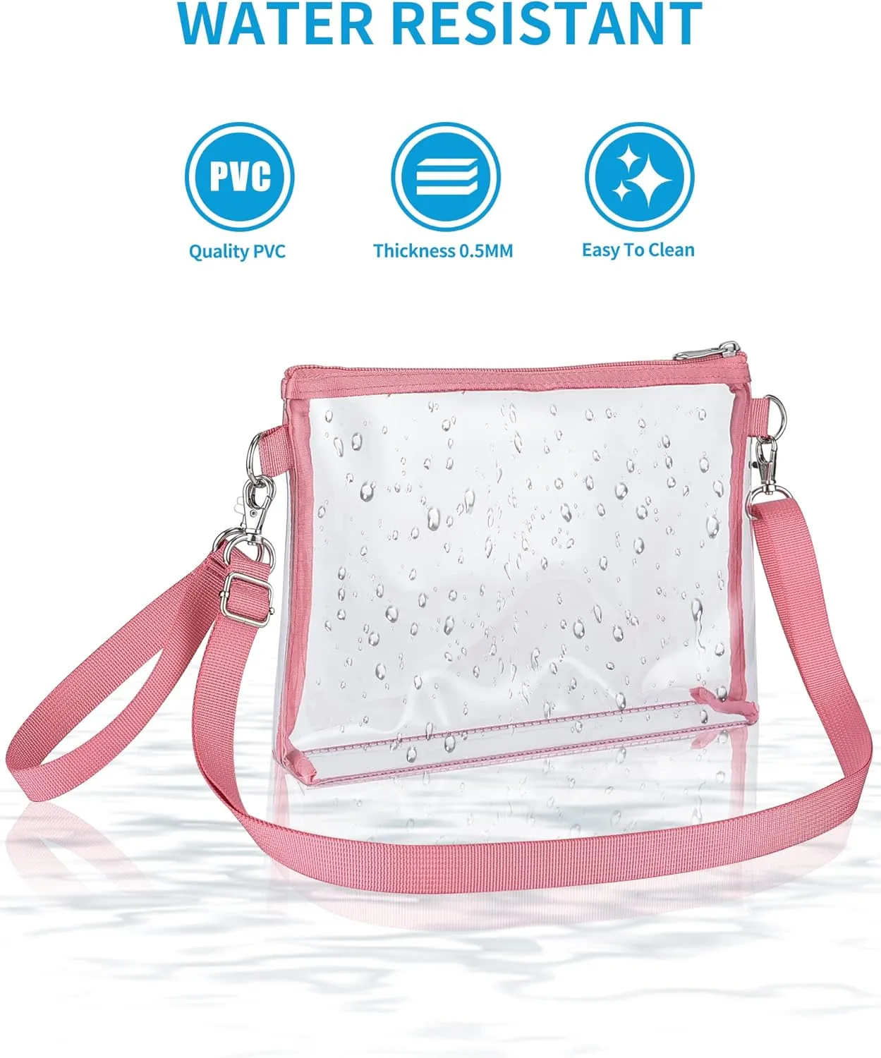 Bagenius Clear Purse Stadium Approved Clear Bag with Removable Straps for Work Sporting Events and Concert
