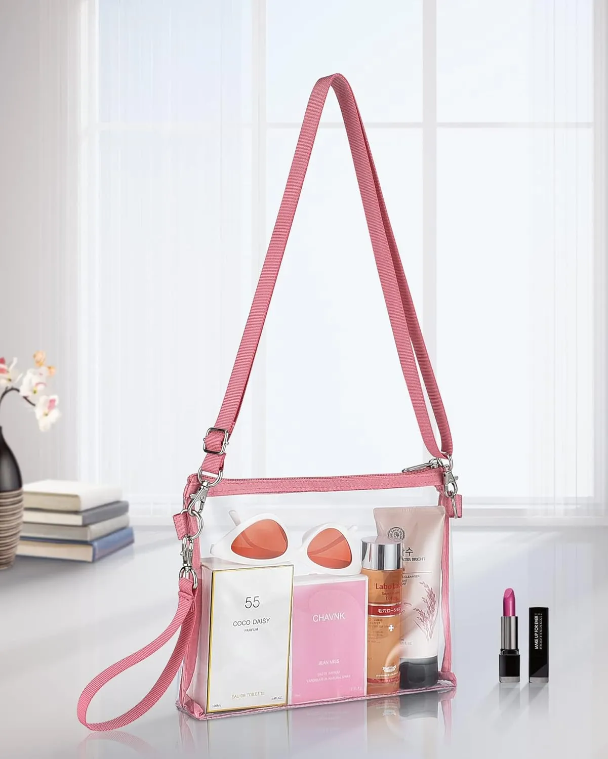 Bagenius Clear Purse Stadium Approved Clear Bag with Removable Straps for Work Sporting Events and Concert