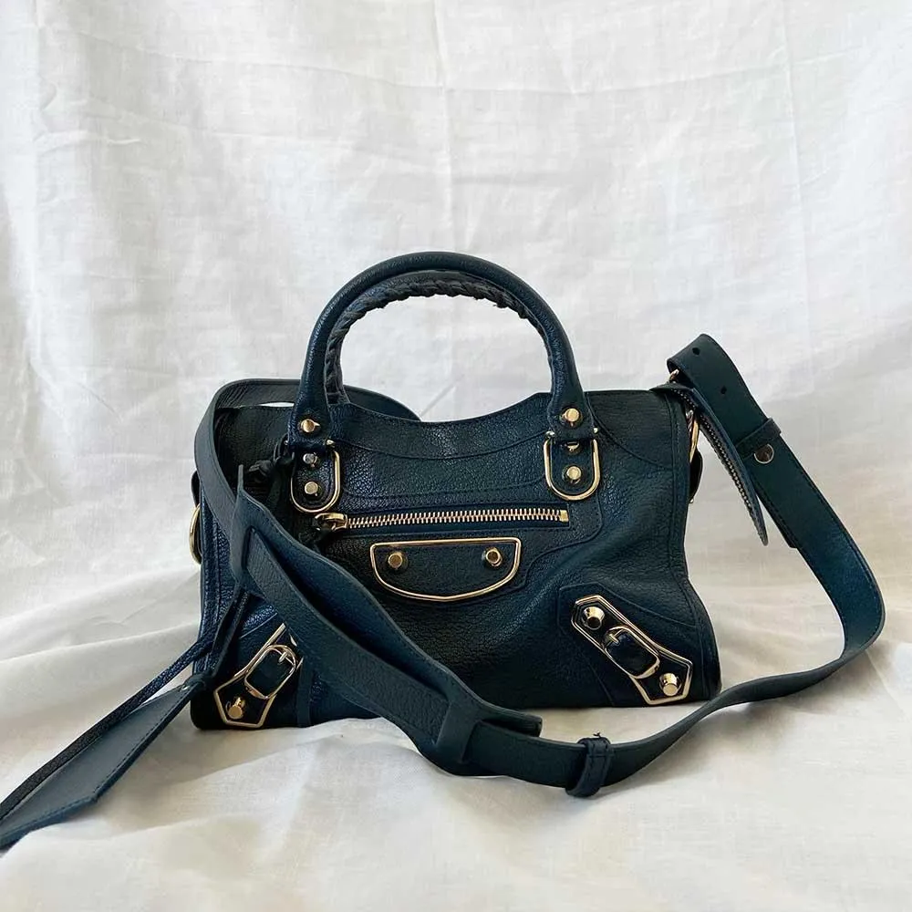 Balenciaga Leather Mini Classic Metallic Edge City Bag