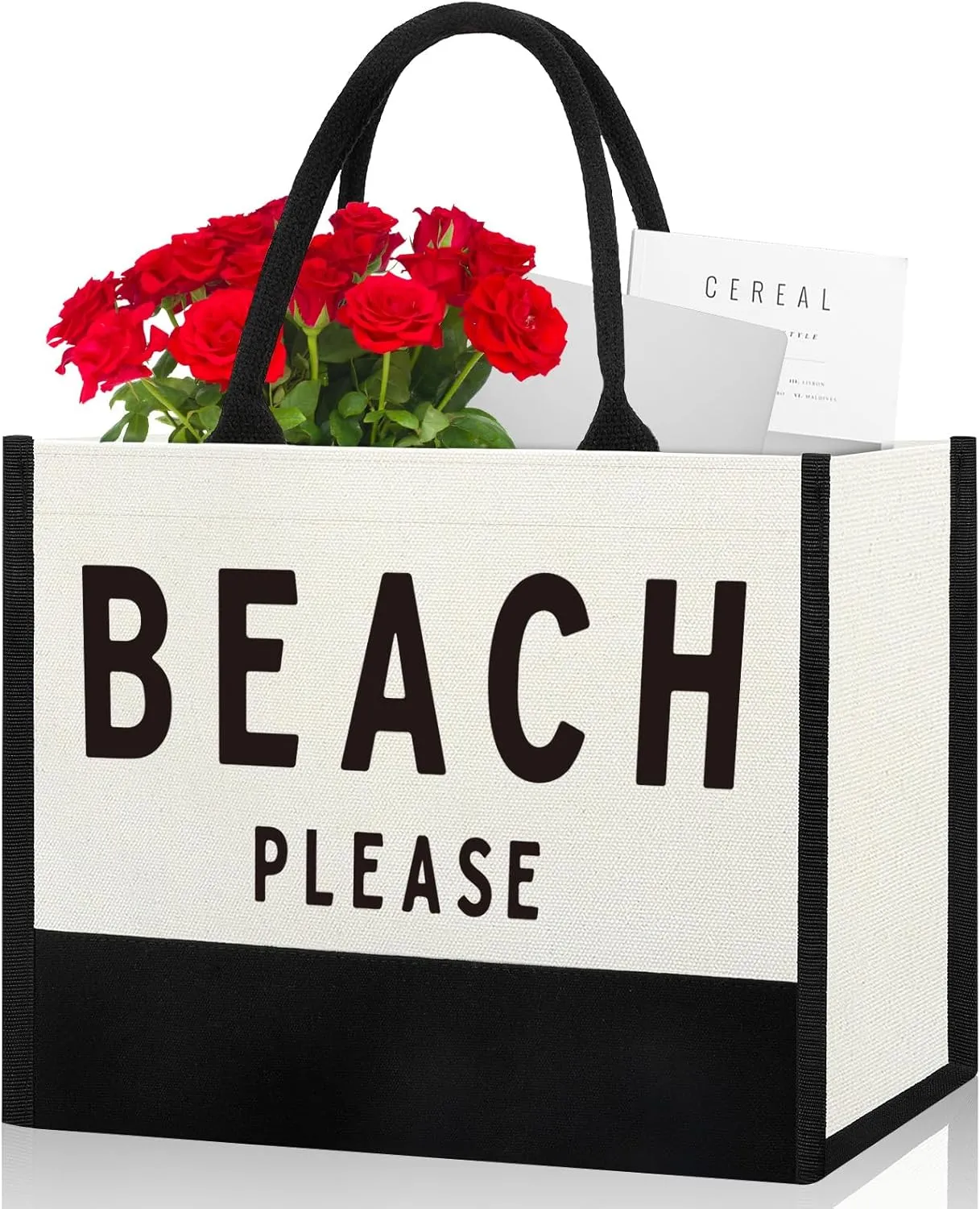 Beach Please Cotton Chic Beach Tote Canvas Bag Vacation Mode Gift for Her Outdoor Tote Beach Bag Bag Girls Weekend Welcome Bag Bachelorette Gift Shopping Bag Book Bag Birthday Gift Valentines Gift