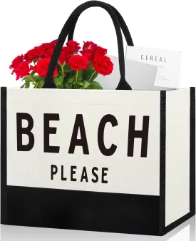 Beach Please Cotton Chic Beach Tote Canvas Bag Vacation Mode Gift for Her Outdoor Tote Beach Bag Bag Girls Weekend Welcome Bag Bachelorette Gift Shopping Bag Book Bag Birthday Gift Valentines Gift