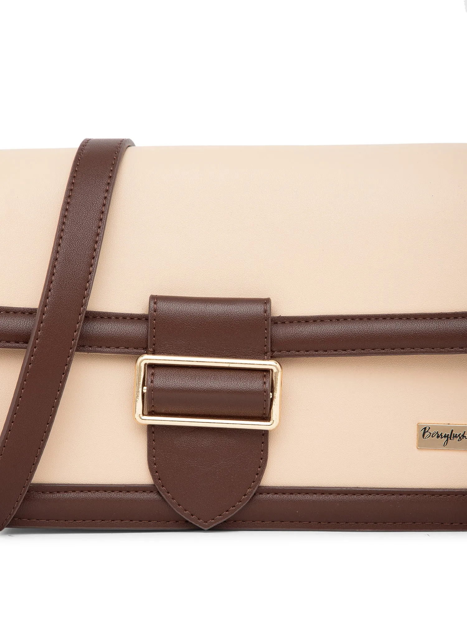 Berrylush Women Beige Solid Detachable Sling Casual Sling bag