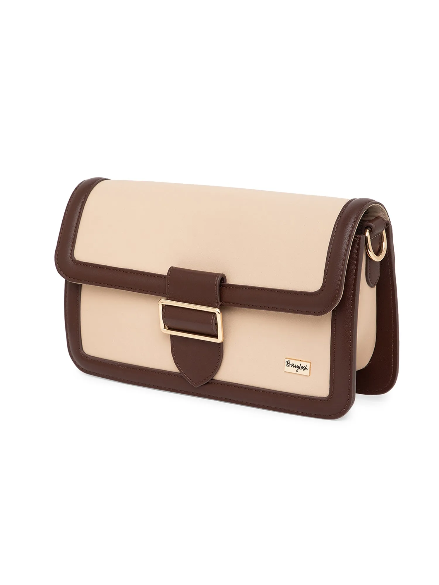 Berrylush Women Beige Solid Detachable Sling Casual Sling bag