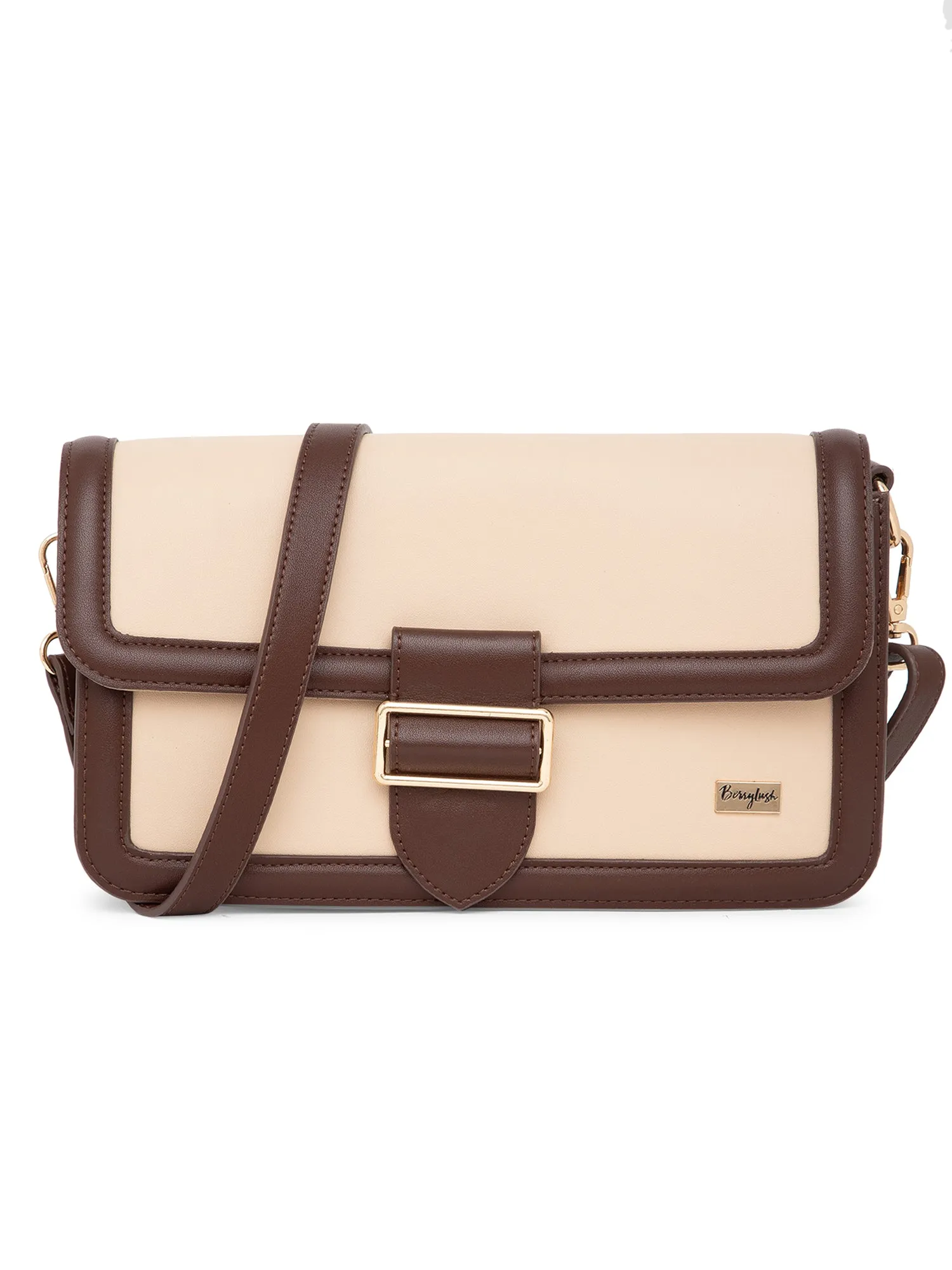 Berrylush Women Beige Solid Detachable Sling Casual Sling bag