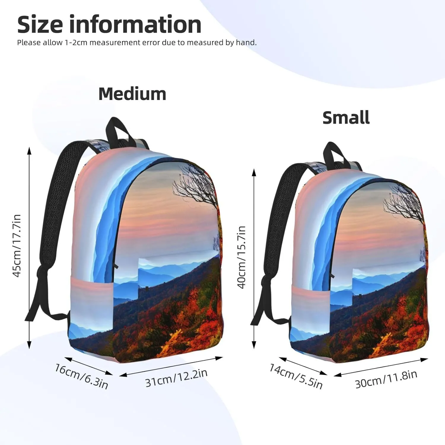 Blue Ridge Mountains print Laptop Backpack for Travel Computer,Casual Daypack Bookbag for College Work for Women Men