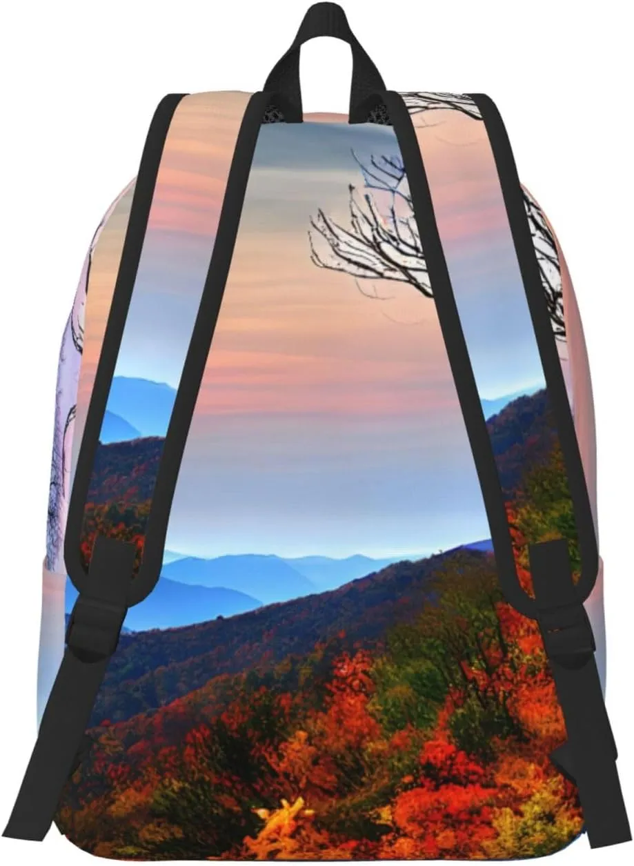 Blue Ridge Mountains print Laptop Backpack for Travel Computer,Casual Daypack Bookbag for College Work for Women Men