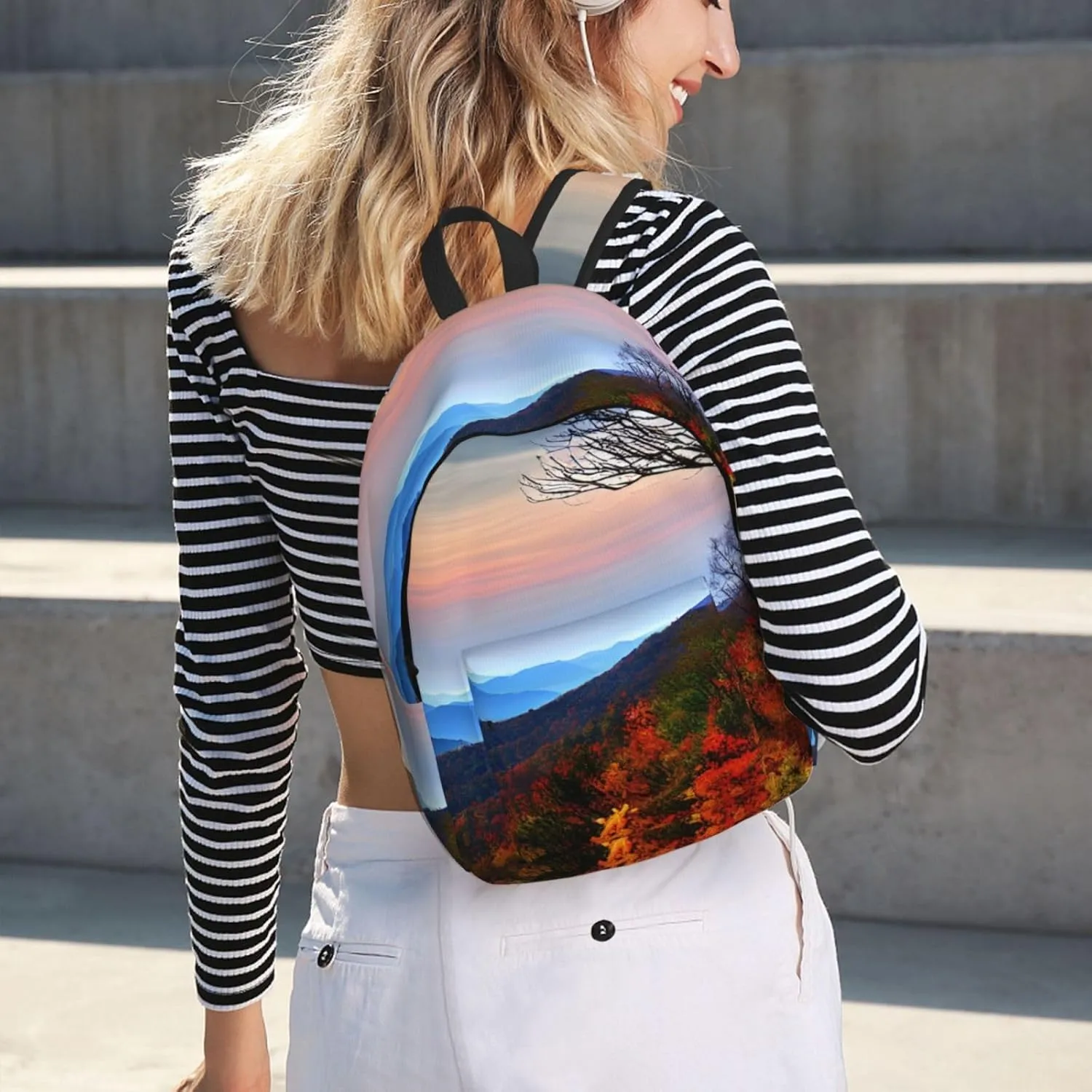 Blue Ridge Mountains print Laptop Backpack for Travel Computer,Casual Daypack Bookbag for College Work for Women Men