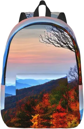 Blue Ridge Mountains print Laptop Backpack for Travel Computer,Casual Daypack Bookbag for College Work for Women Men