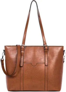 BOSTANTEN Womens Leather Laptop Tote Office Shoulder Handbag Vintage Briefcase 15.6 inch Computer Work Purse