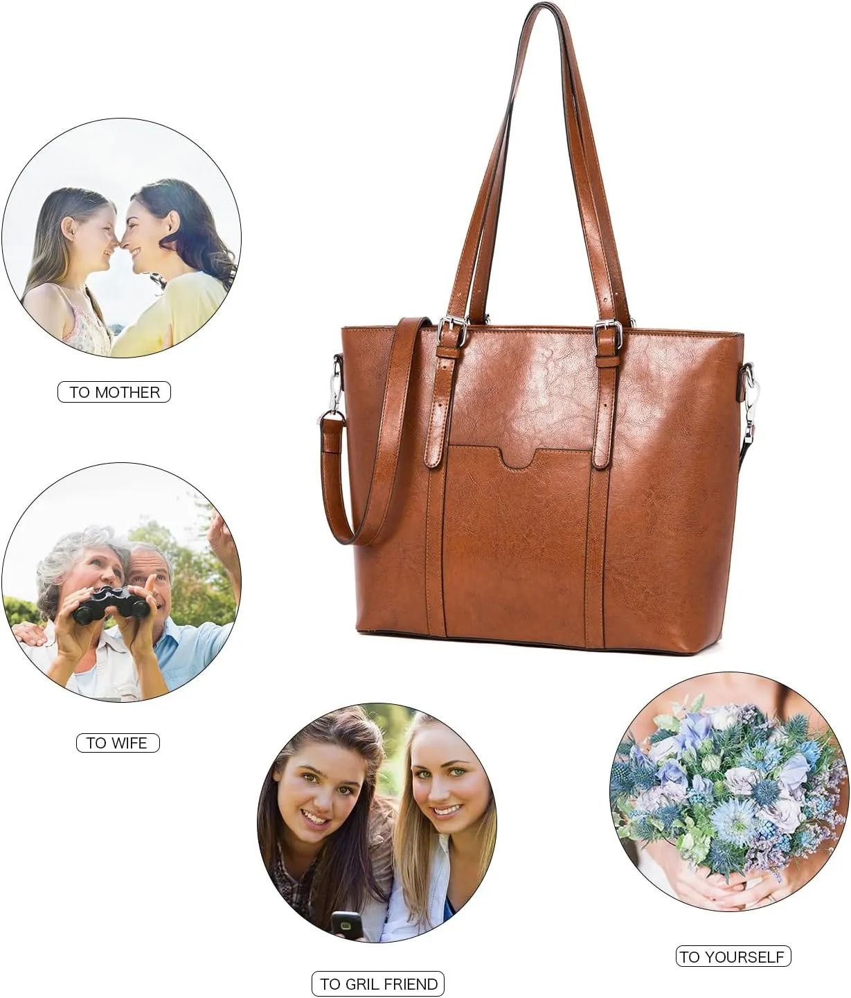 BOSTANTEN Womens Leather Laptop Tote Office Shoulder Handbag Vintage Briefcase 15.6 inch Computer Work Purse