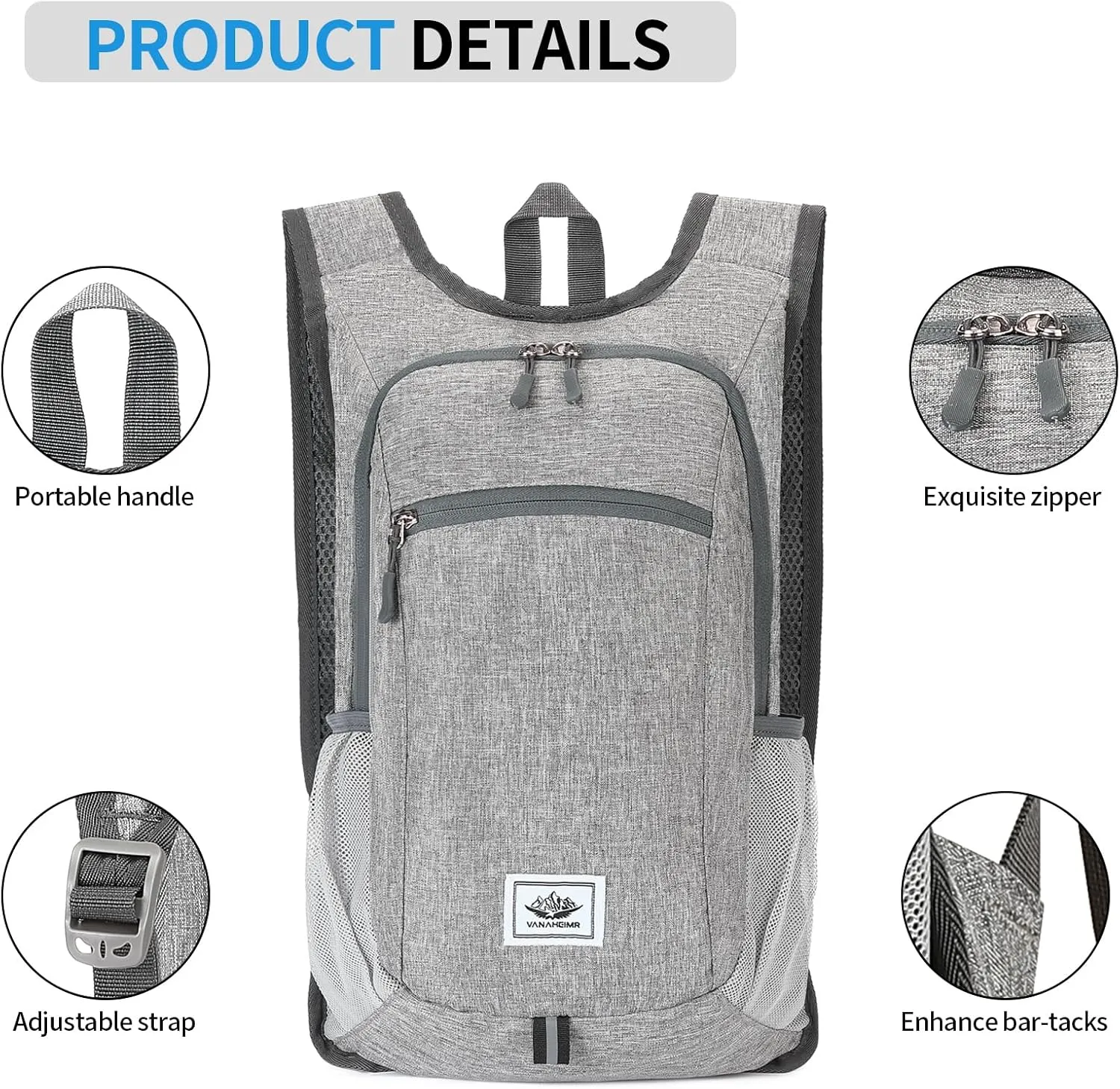 Camping Hiking Backpack Waterproof Shoulder Bag Lightweight Packable Outdoor Travel Cycling Daypack