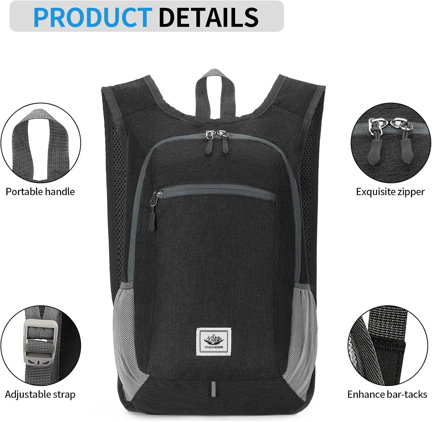 Camping Hiking Backpack Waterproof Shoulder Bag Lightweight Packable Outdoor Travel Cycling Daypack