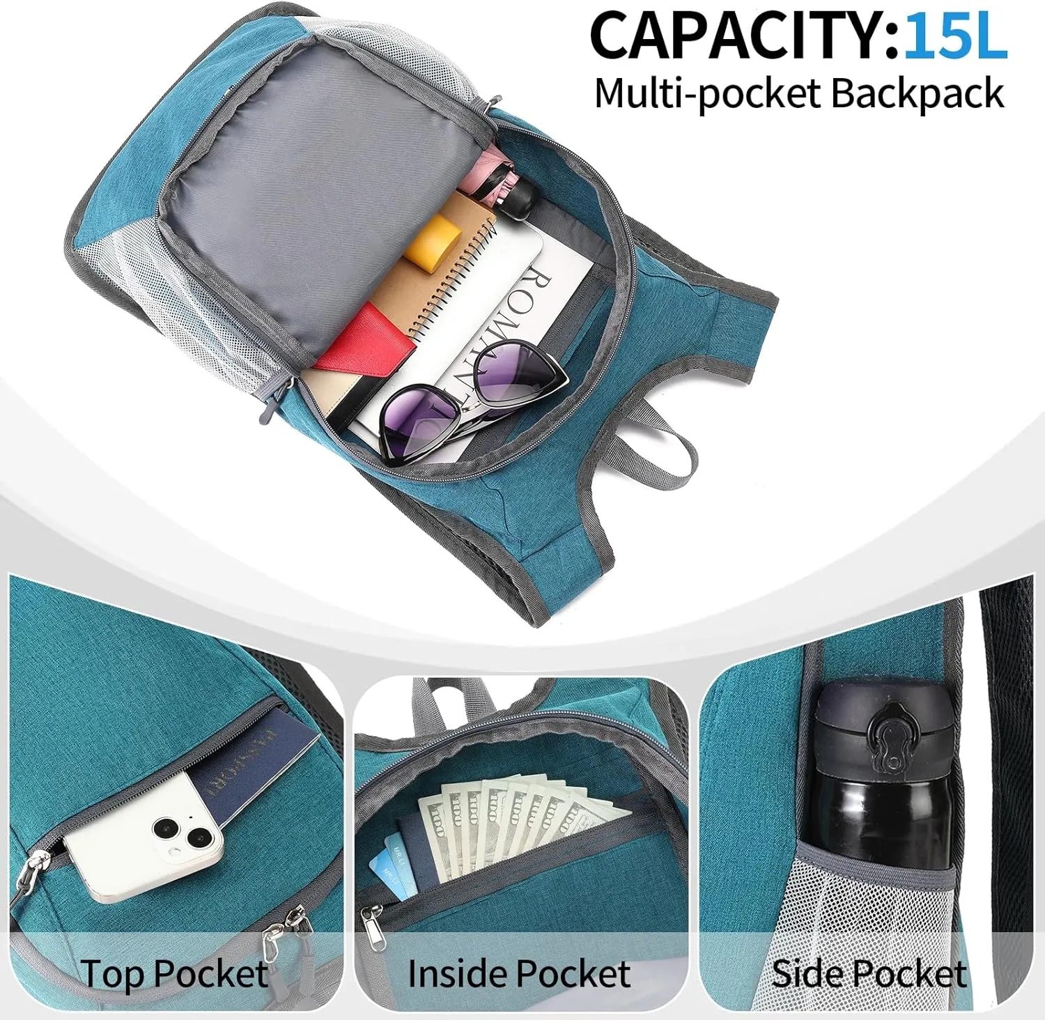 Camping Hiking Backpack Waterproof Shoulder Bag Lightweight Packable Outdoor Travel Cycling Daypack