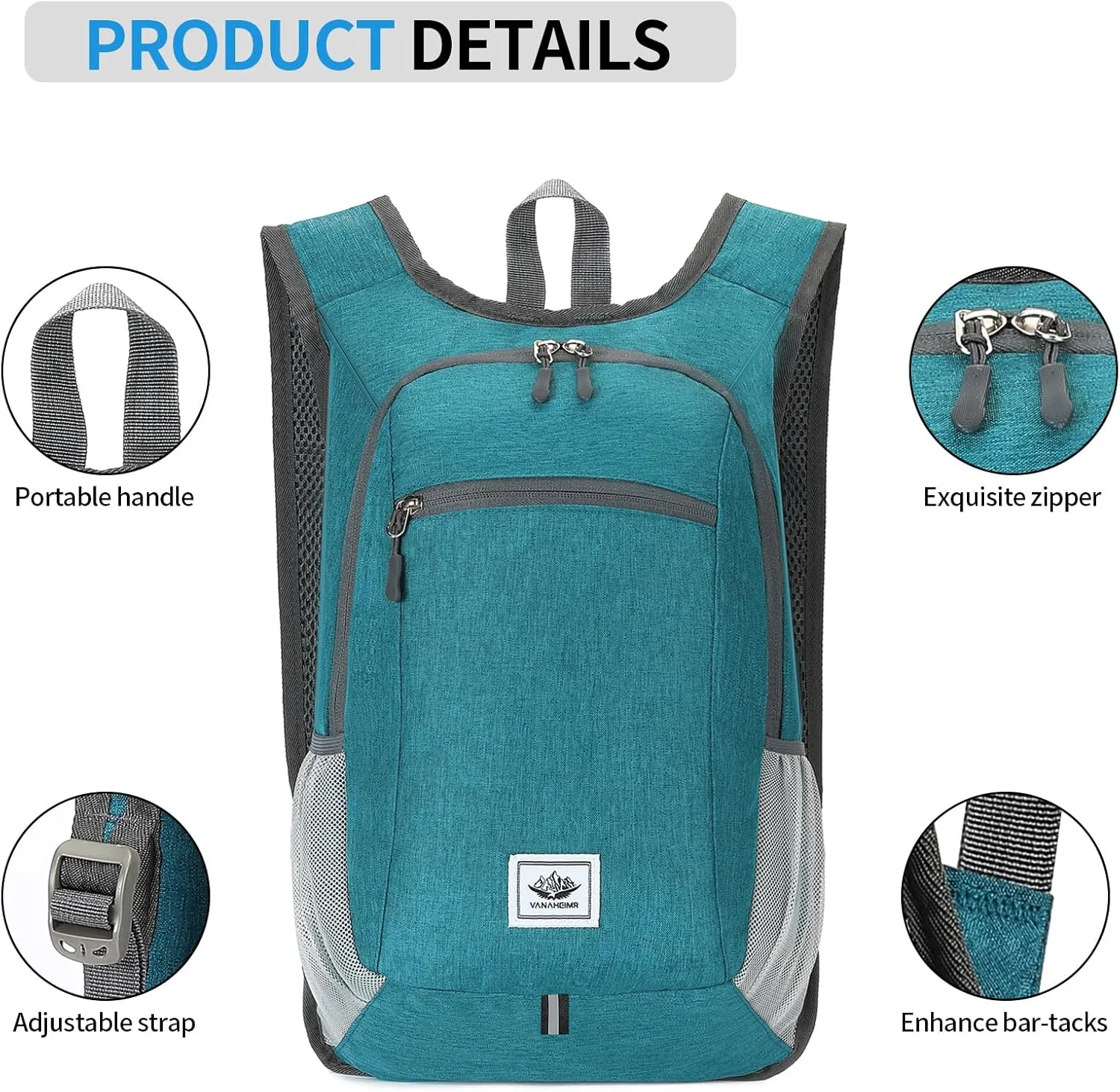 Camping Hiking Backpack Waterproof Shoulder Bag Lightweight Packable Outdoor Travel Cycling Daypack