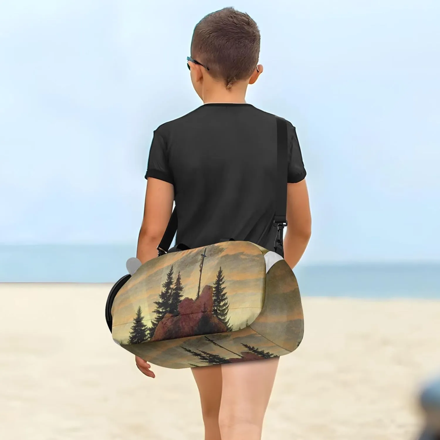 Carry on Duffel Bag for Boys Overnight Weekender Duffel Caspar David Friedrich Das Kreuz Im Gebirge Girls Duffle Bags Travel Tote Dance Kids Luggage