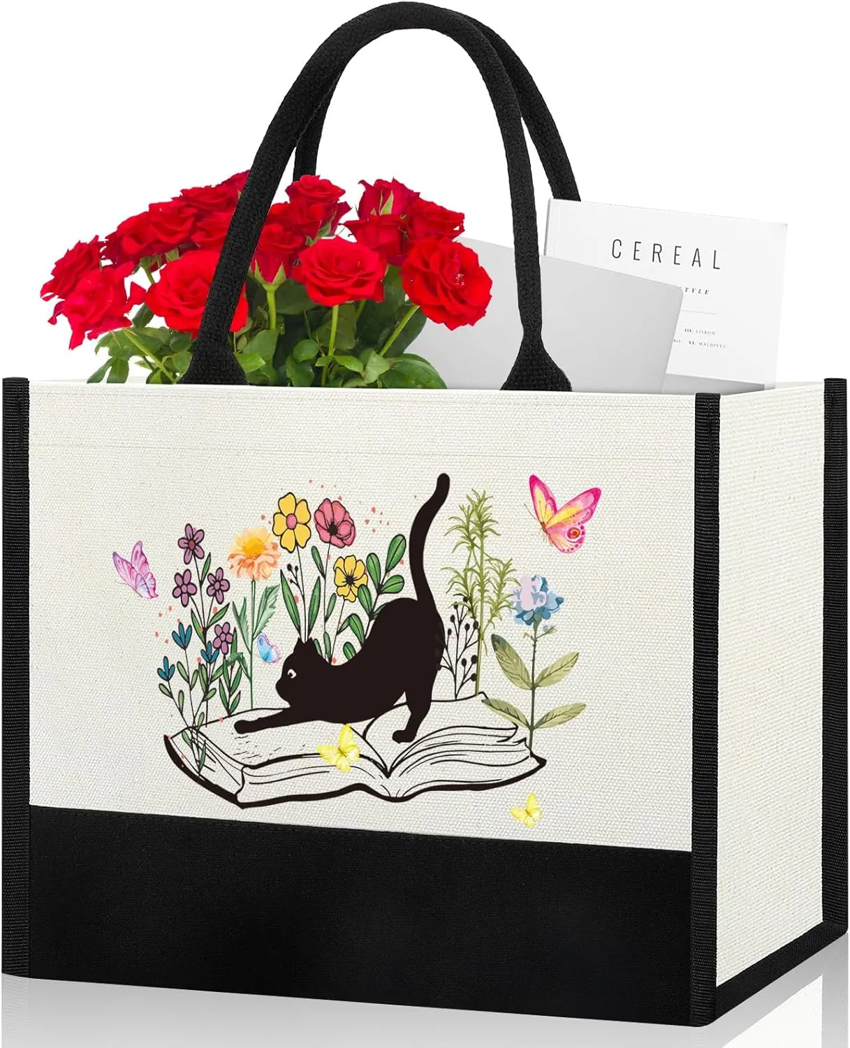 Cats Lover Gifts Canvas Bag for Women Cute Birthday Christmas Gifts for Cat Mom Cat Best Friend Sister Bestie Cats Accessories Funny Cat Definition Reusable Grocery Bag