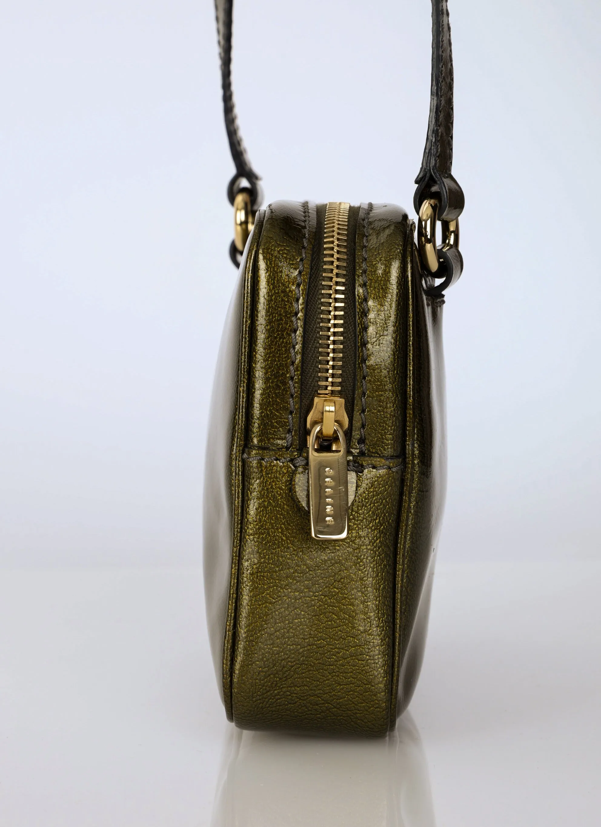 Celine Patent Triomphe Olive Crossbody