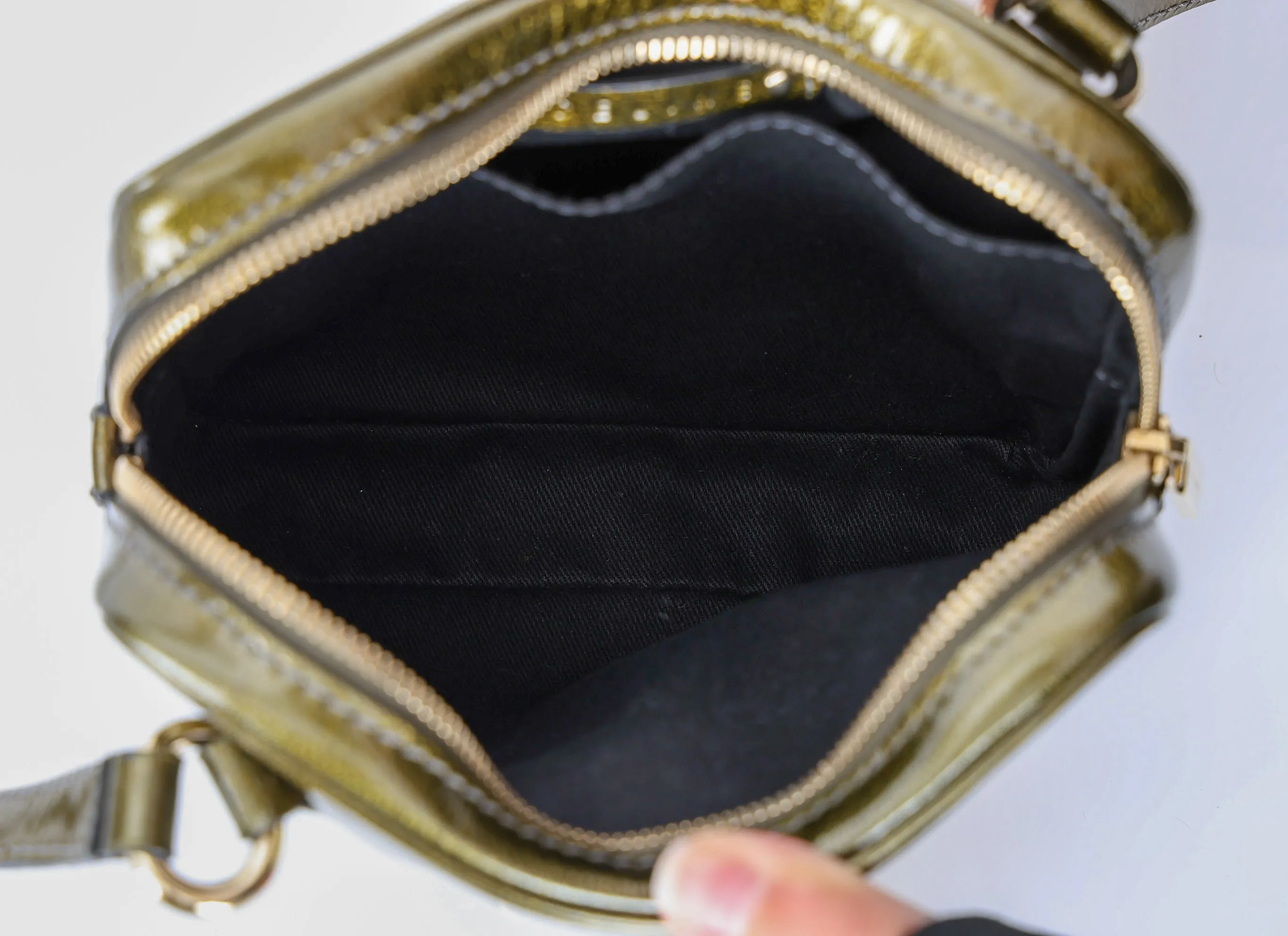 Celine Patent Triomphe Olive Crossbody