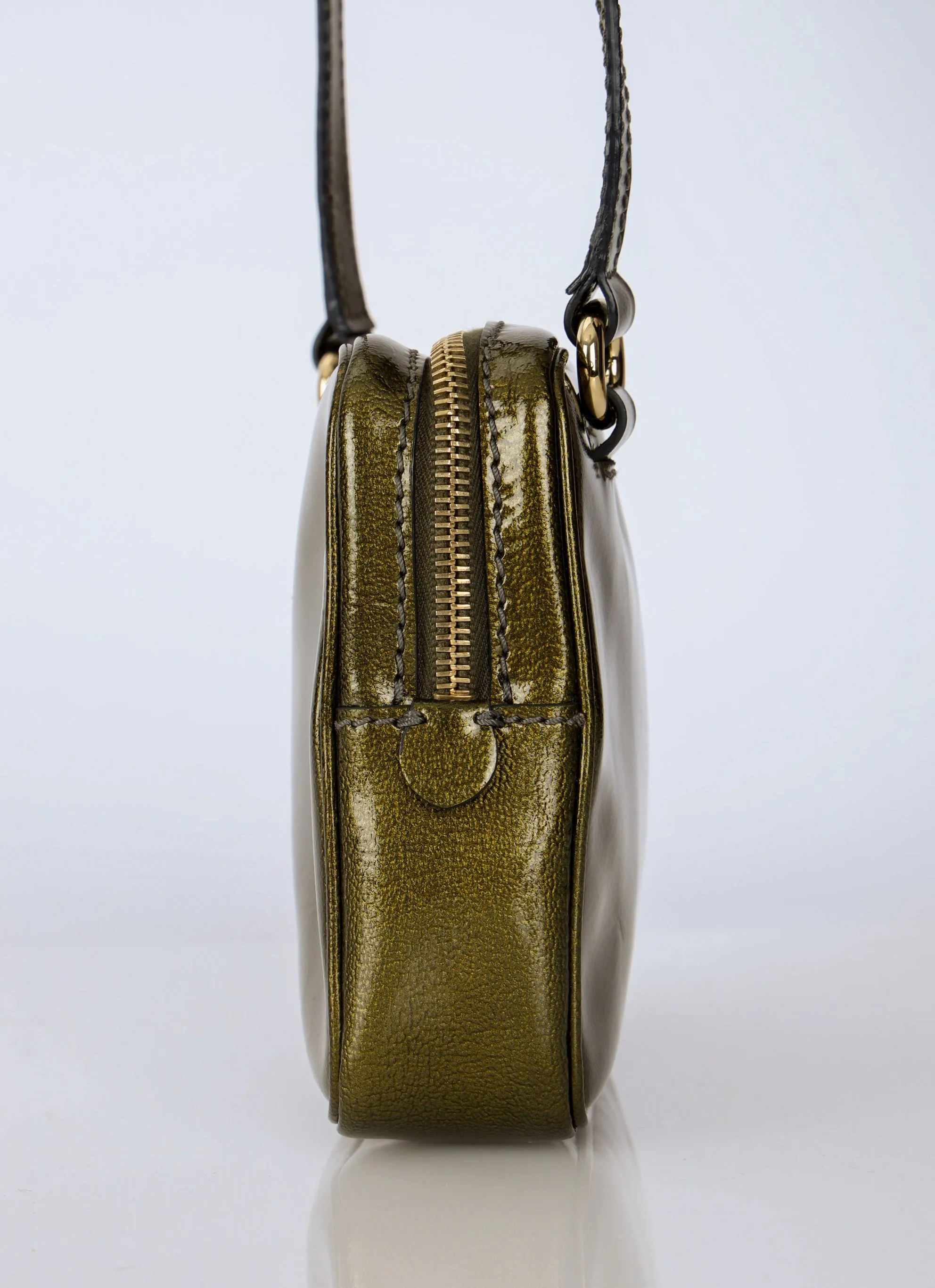 Celine Patent Triomphe Olive Crossbody