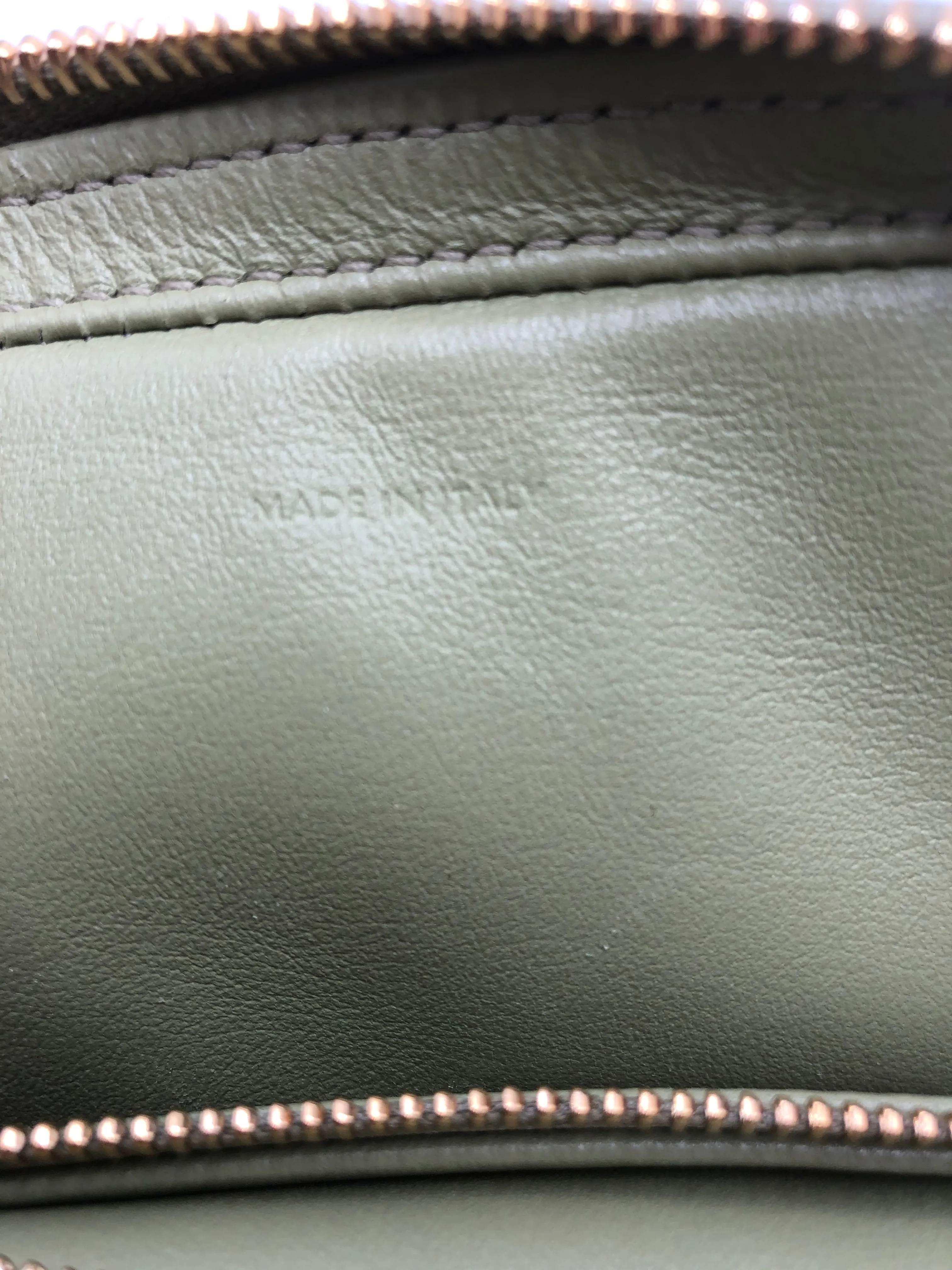 CELINE Small Patapans Sage Green leather with gold chain handbag