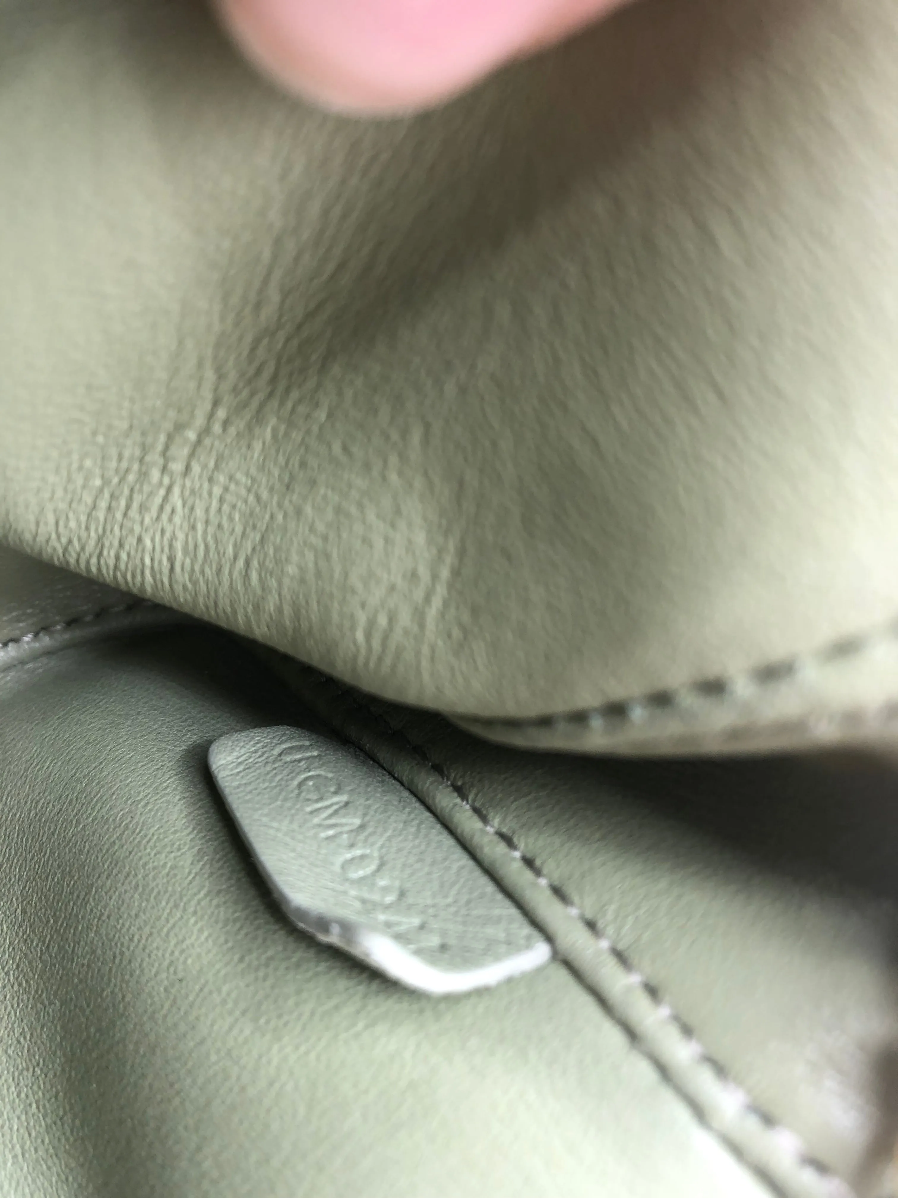 CELINE Small Patapans Sage Green leather with gold chain handbag