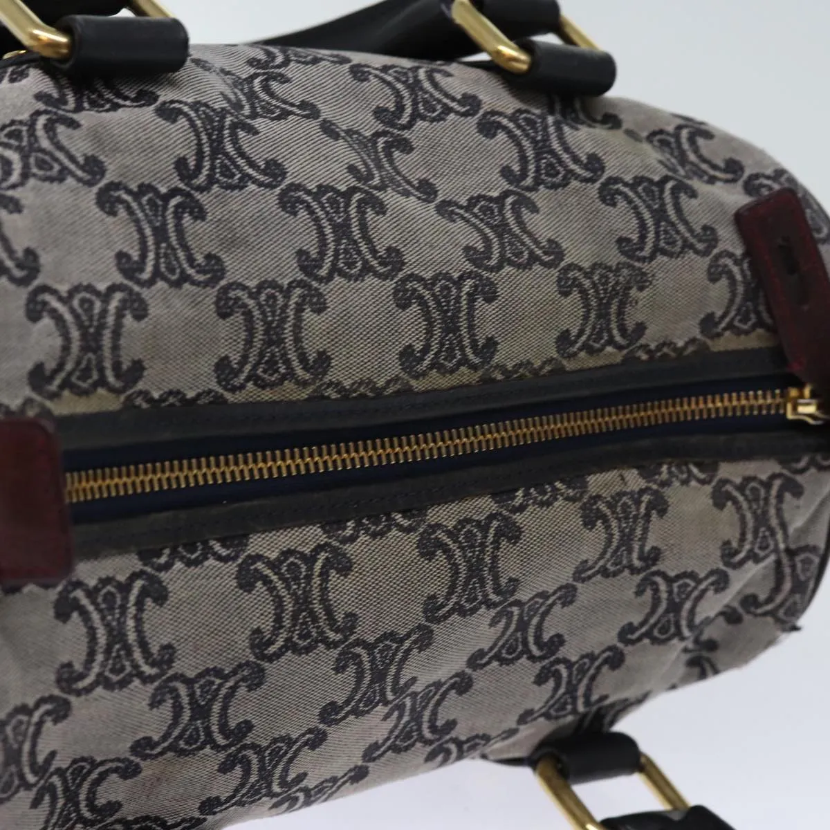 CELINE Triomphe Canvas Hand Bag Gray Auth 73729