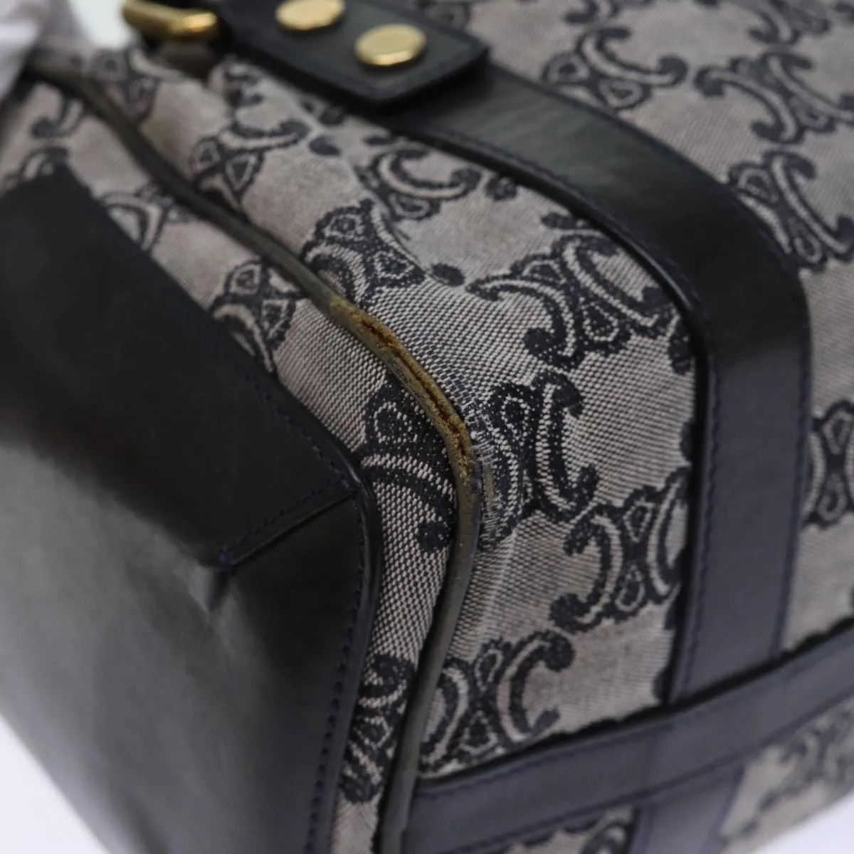 CELINE Triomphe Canvas Hand Bag Gray Auth 73729