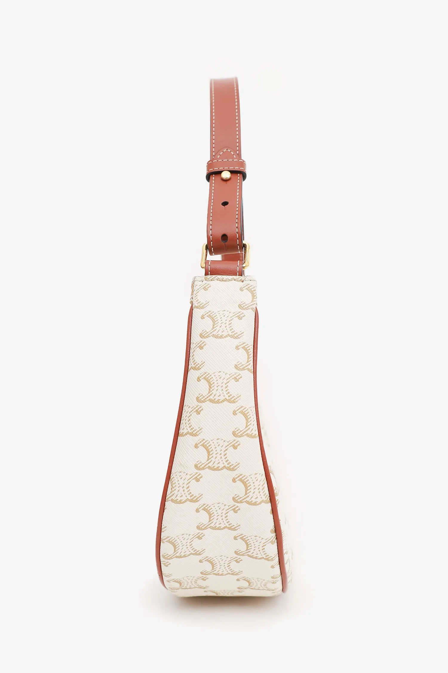 Celine White Canvas Triomphe Ava Shoulder Bag