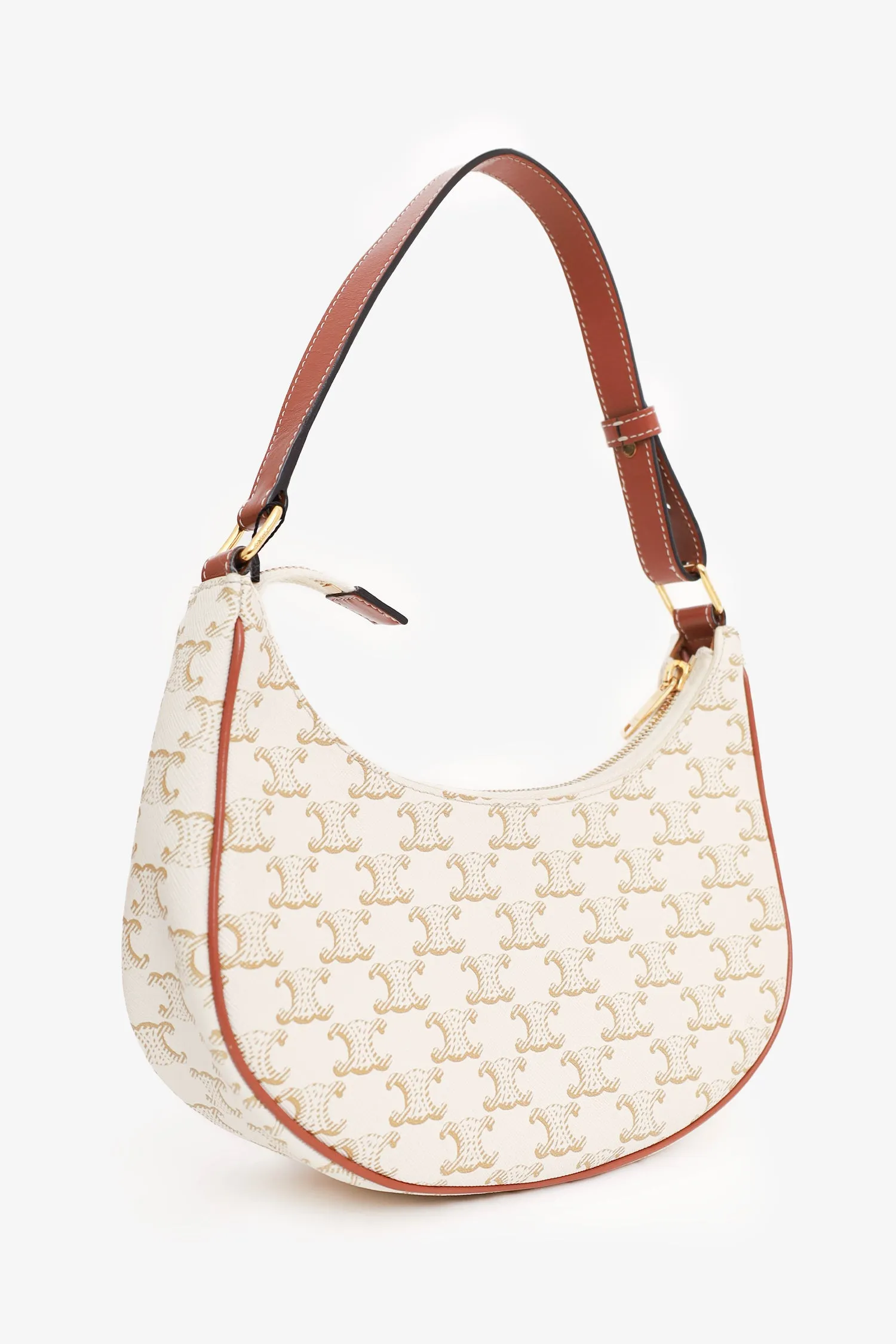 Celine White Canvas Triomphe Ava Shoulder Bag