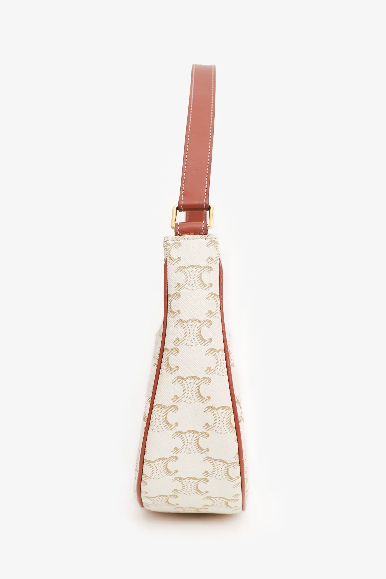 Celine White Canvas Triomphe Ava Shoulder Bag