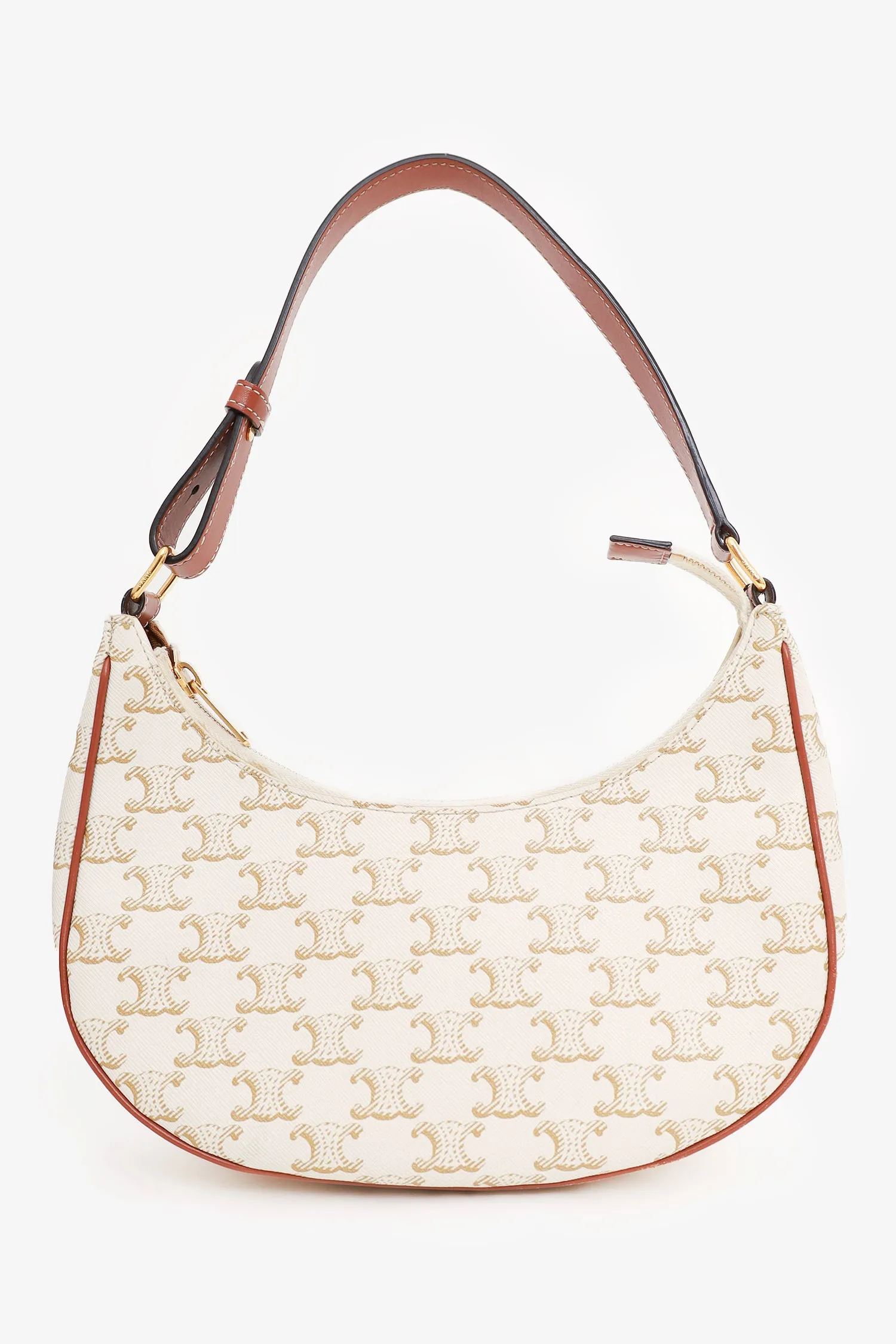 Celine White Canvas Triomphe Ava Shoulder Bag