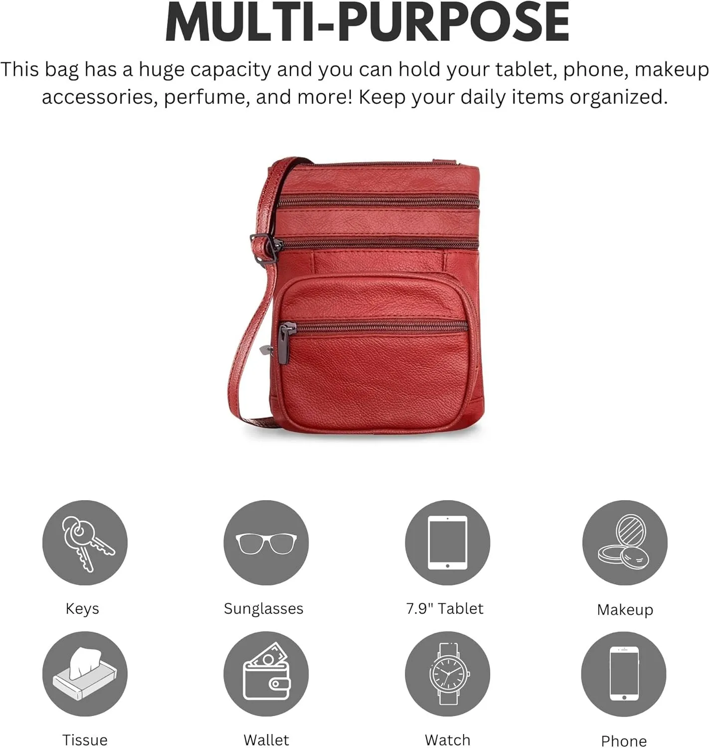 Ciana Genuine Leather Cross Body Bags Purse for Women, Purses Women's Shoulder Sling Handbags Soft Purse