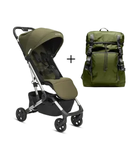 Compact Stroller and Parent Backpack Bundle, Olive