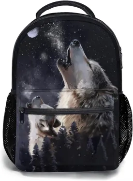 Cool Wolf Backpack Lightweight School Bag Bookbag for Kids Girls Boys Elementary Students 1st 2nd 3rd 4th 5th Grade