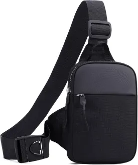 Crossbody Bag for Men Women Waterproof Sling Bag Casual Portable Chest Bag for Travel Workout Hiking Mini Sling Bag Black